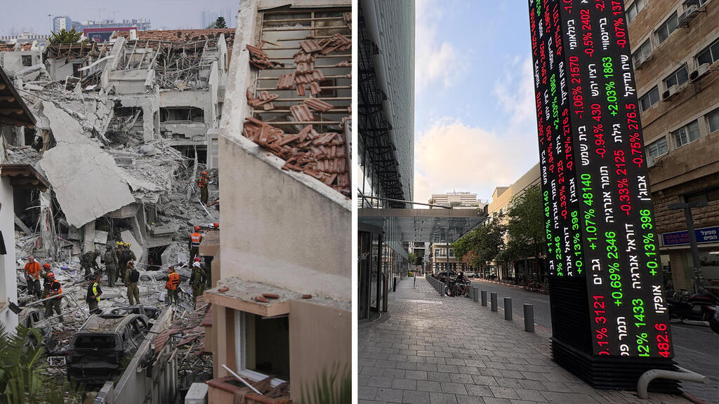 הבורסה לניירות ערך לצד פגיעה של טיל איראני ב ראשון לציון מלחמה עם איראן תקיפה באיראן נפילה 14.6.25
