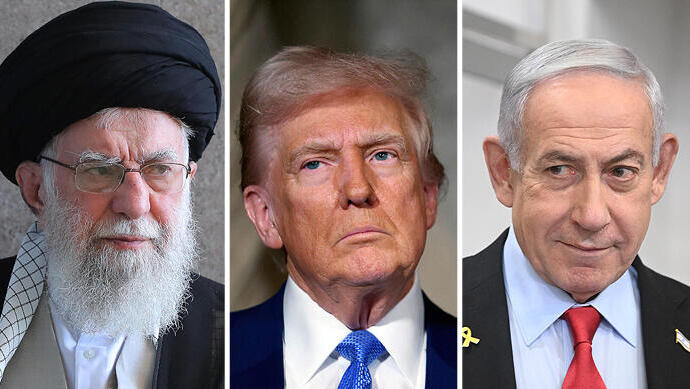 ראש הממשלה בנימין נתניהו, נשיא ארצות הברית דונלד טראמפ והמנהיג העליון של איראן עלי חמינאי (צילומים: AFP/ Oliver Contreras , יאיר שגיא, סוכנות העיתונות האיראנית) ראש הממשלה בנימין נתניהו נשיא ארצות הברית דטנלד טראמפ והמנהיג העליון של איראן עלי חמינאי