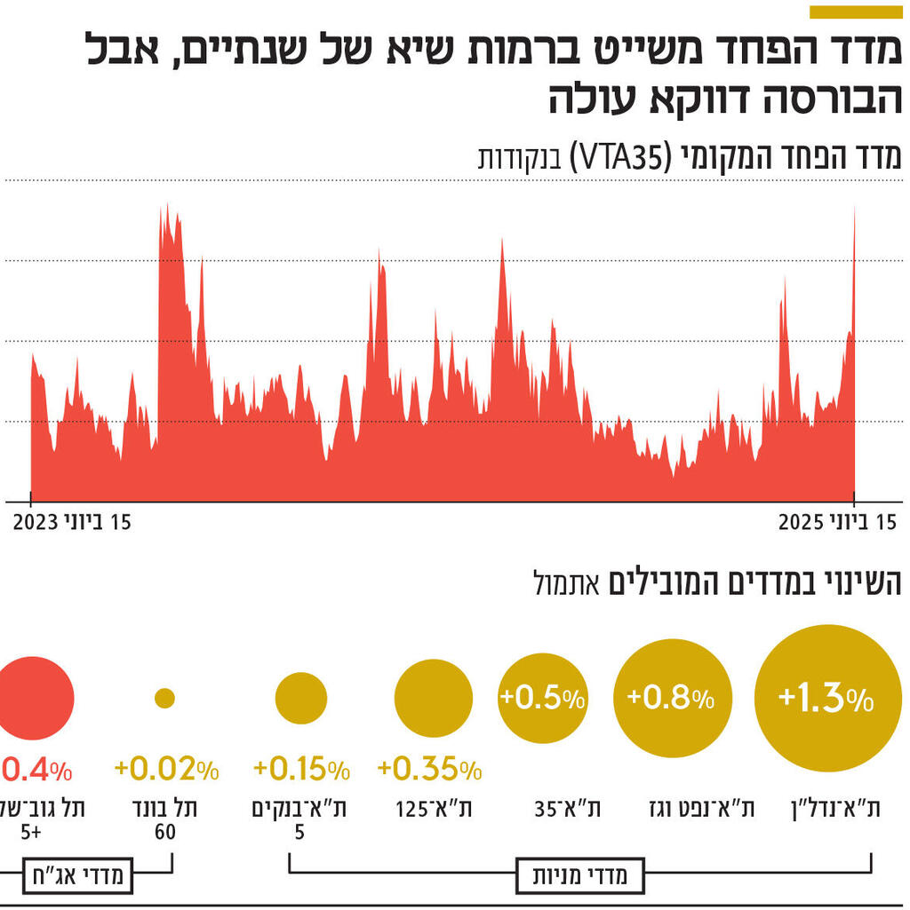 אינפו מדד הפחד משייט ברמות שיא של שנתיים, אבל הבורסה דווקא עולה