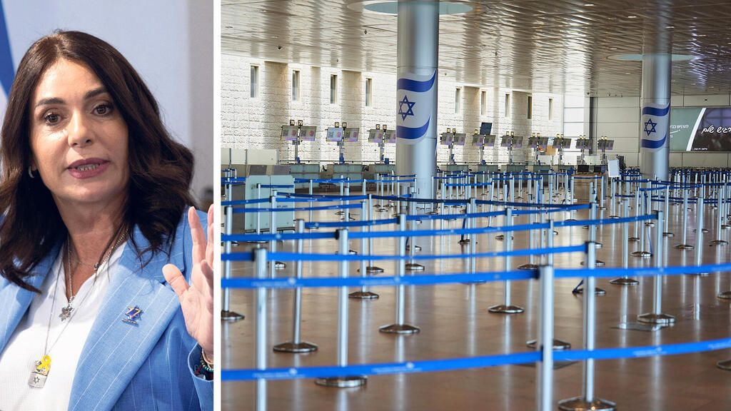 שרת התחבורה מירי רגב לצד נתב"ג שומם בעקבות המלחמה עם איראן