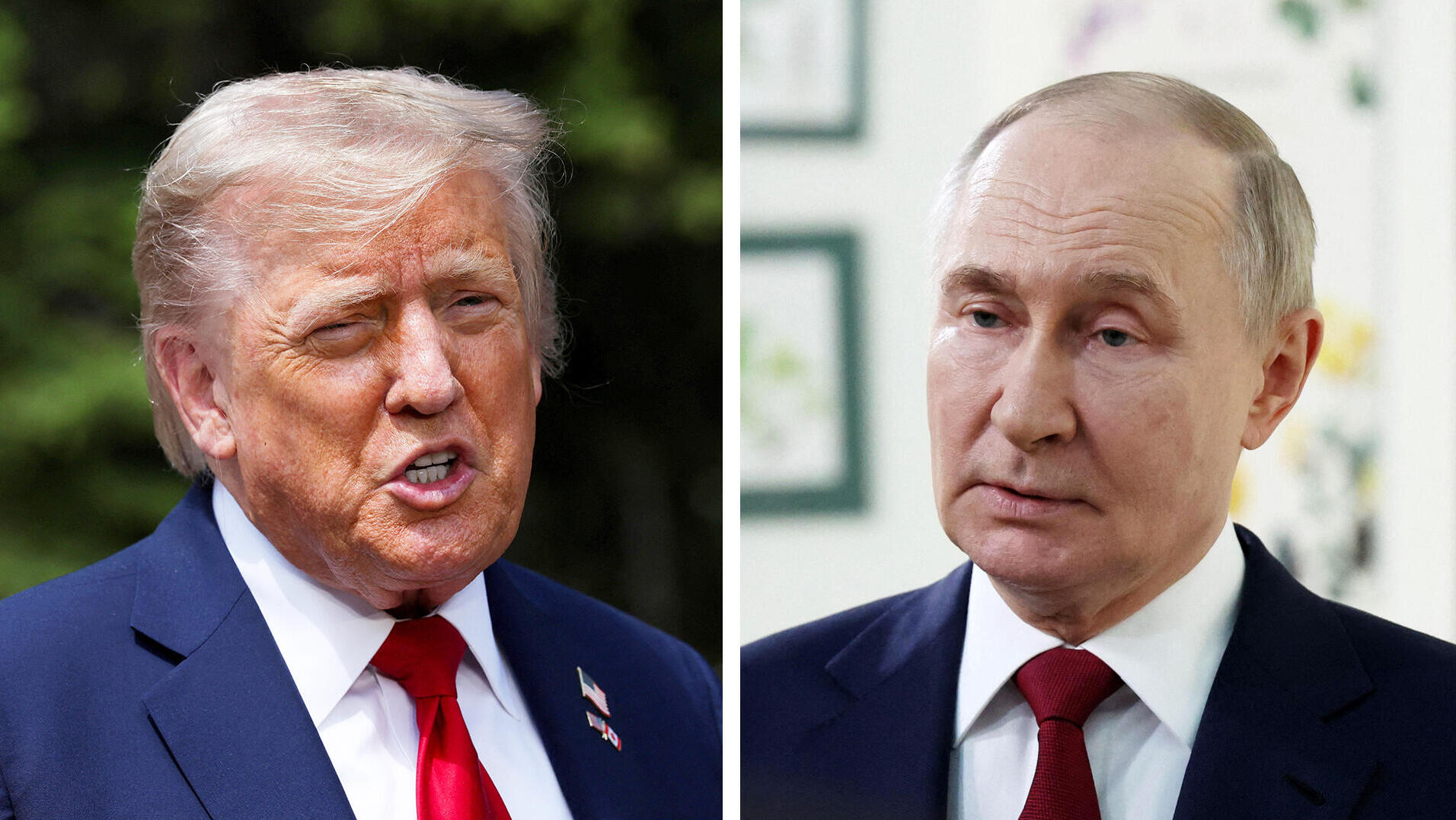 מימין נשיא רוסיה ולדימיר פוטין ונשיא ארה"ב דונלד טראמפ