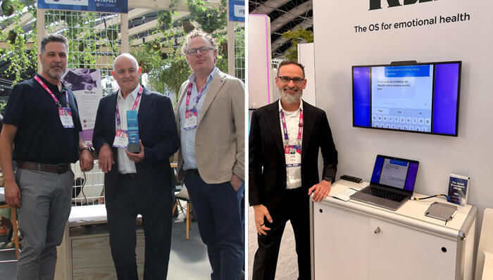 Talor Sax and Roel Schoondermark of eHealth Ventures Prof Emeritus Yehuda Chowers of NimBio and Alex Frenkel of Kai.ai at HLTH Europe 2025