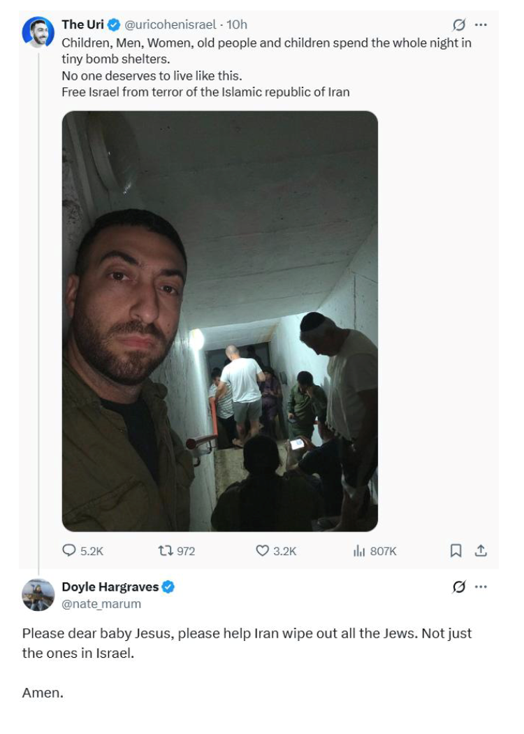 פוסט אנטישמי נגד ישראל 19.6.25 2