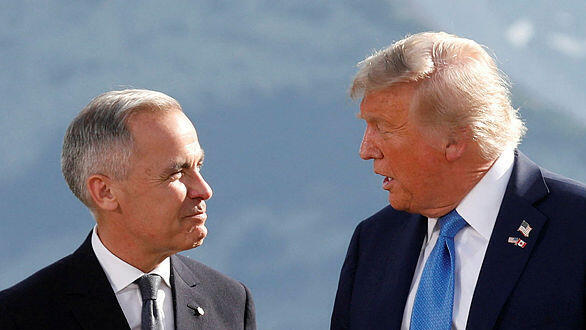 הנשיא טראמפ ורה"מ קרני (צילום: רויטרס) נשיא ארה"ב דונלד טראמפ ו רה"מ קנדה מארק קרני