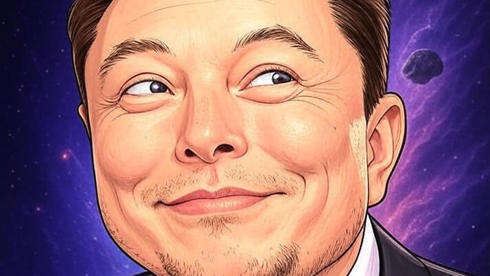Cartoon style Elon Musk created using Grok (AI)