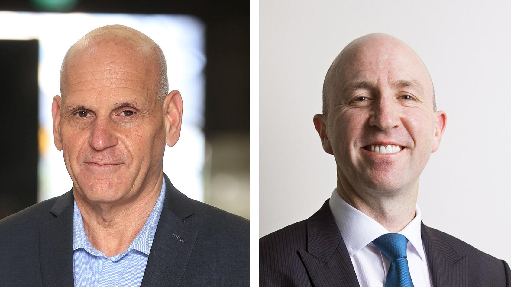 מימין סקוט ראסל מנכ"ל נייס ו בצלאל מכליס מנכ"ל אלביט מערכות