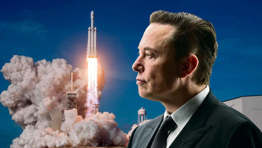 אלון מאסק, לצד שיגור של SpaceX (צילומים: SpaceX PATRICK PLEUL \ AFP) שיגור של ספייס X ממרכז החלל קנדי בפלורידה ואלון מאסק