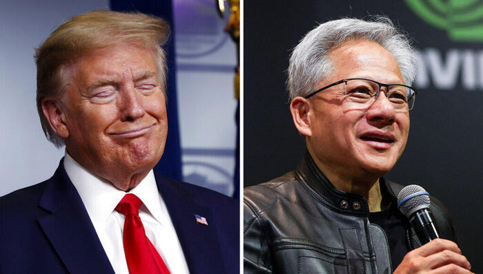 מנכ"ל ו מייסד אנבידיה ג'נסן הואנג ו נשיא ארצות הברית דונלד טראמפ
