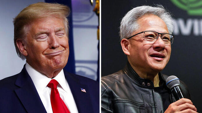 מנכ"ל ו מייסד אנבידיה ג'נסן הואנג ו נשיא ארצות הברית דונלד טראמפ
