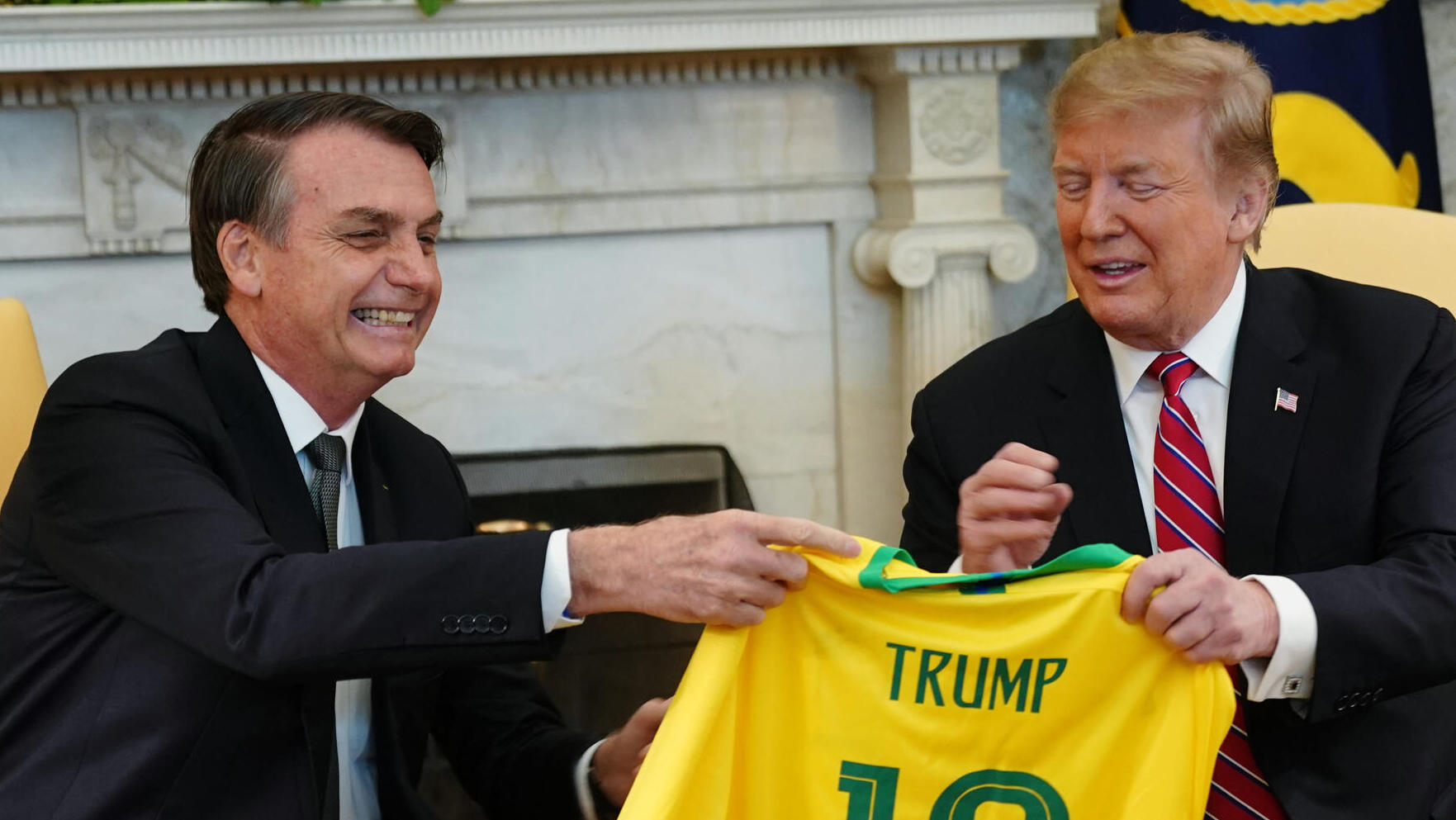 דונלד טראמפ ו ז'איר בולסונארו תמונה מ2019 ז'איר בולסונרו