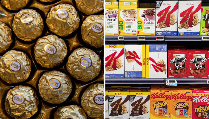 דגני בוקר של קלוג'ס ו פררו רושה שוקולד