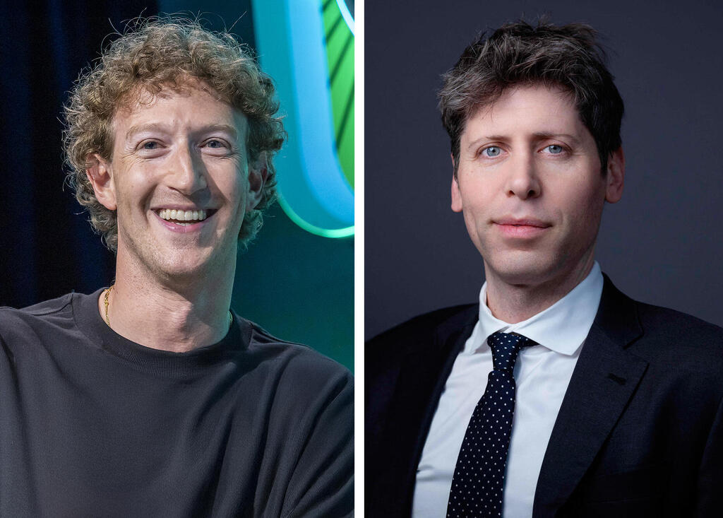 Mark Zuckerberg (left) and Sam Altman. (Photo: Joel Saget/AFP, David Paul Morris/Bloomberg) מימין מנכ"ל OpenAI סם אלטמן ומנכ"ל מטא מארק צוקרברג
