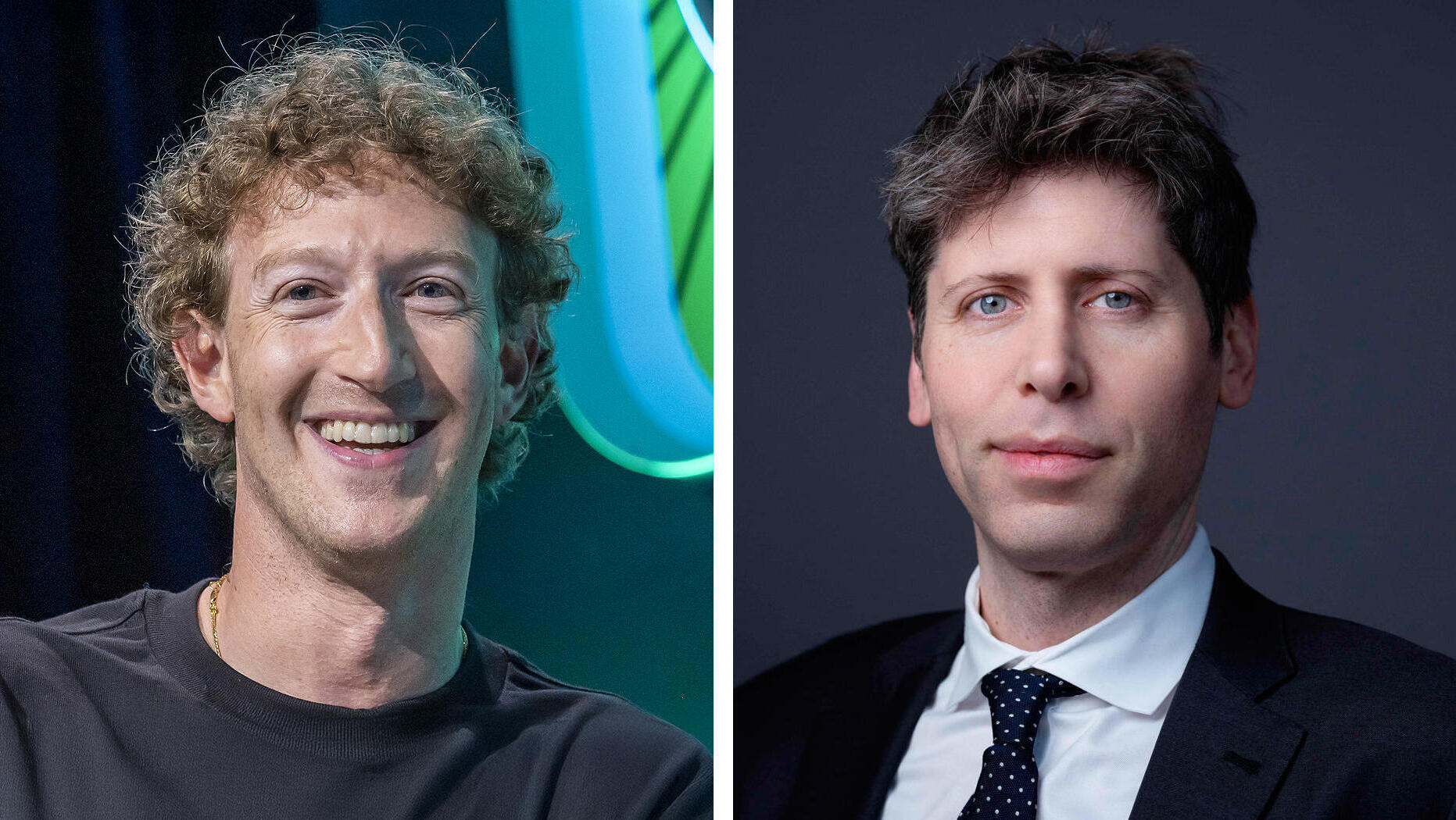 מימין מנכ"ל OpenAI סם אלטמן ומנכ"ל מטא מארק צוקרברג