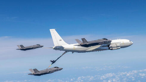Aerial refueling of fighter jets during the military operation against Iran. 