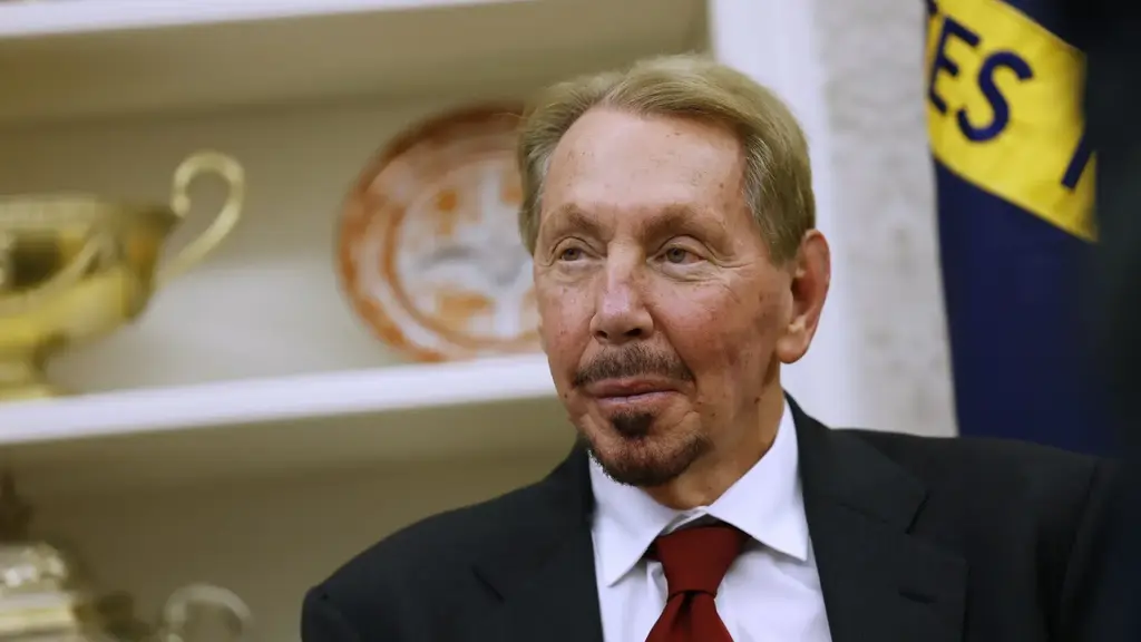 Larry Alison. (Photo: Anna Moneymaker/Getty Images) לארי אליסון יו"ר אורקל בבית הלבן פברואר 2025