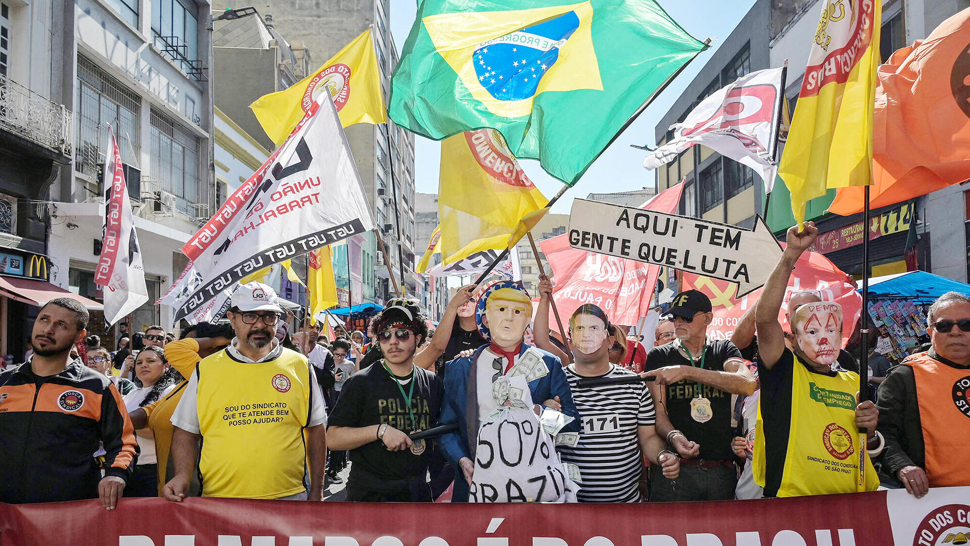 הפגנה נגד דונלד טראמפ ו ז'איר בולסונרו החודש בסאו פאולו ברזיל