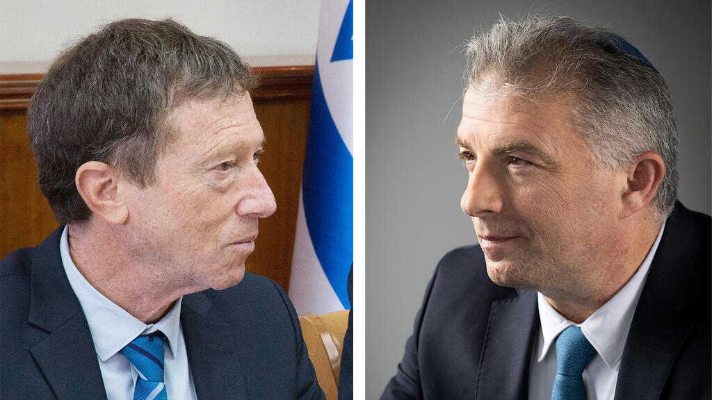 מימין המפקח על הבנקים דני חחיאשוילי וראש המועצה הלאומית לכלכלה אבי שמחון