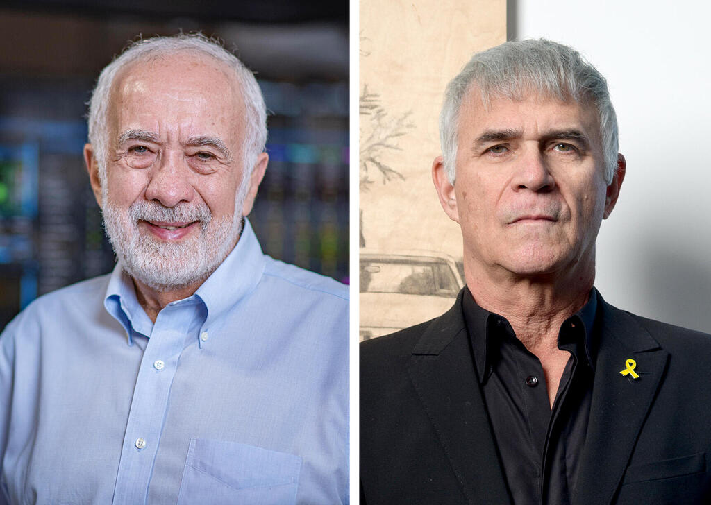 מימין ישי דוידי מייסד יושב ראש ו מנכל קרן ההשקעות פימי ו בני לנדא ממציא ה דיו ה אלקטרוני ו מ ראשוני תעשיית ה היי טק ה ישראלית