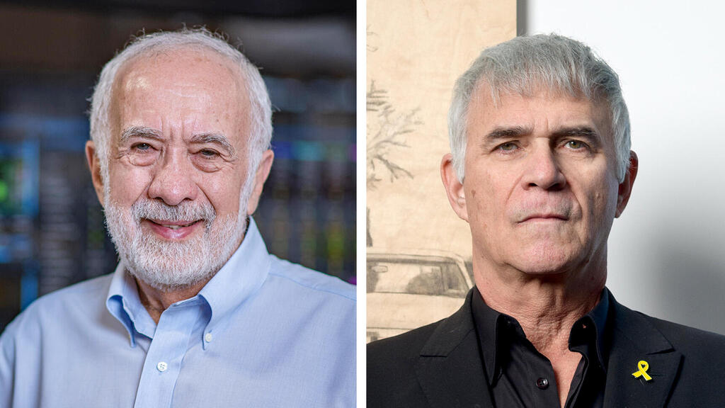 מימין ישי דוידי מייסד יושב ראש ו מנכל קרן ההשקעות פימי ו בני לנדא ממציא ה דיו ה אלקטרוני ו מ ראשוני תעשיית ה היי טק ה ישראלית