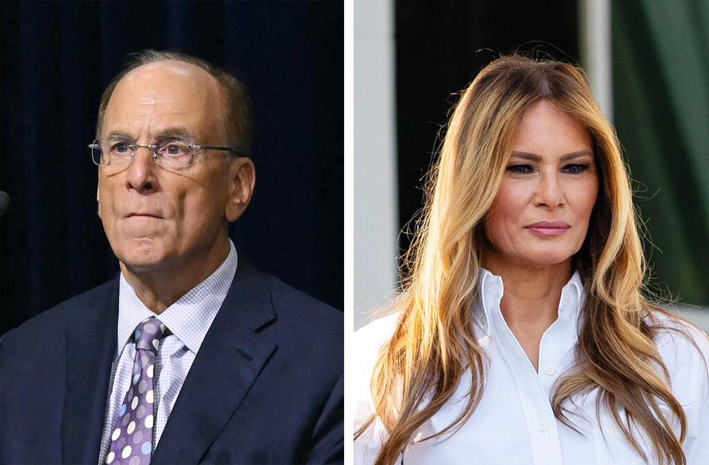 מימין מלניה טראמפ שהנפיקה מטבע דיגיטלי ו לארי פינק מנכ"ל בלאקרוק שמנהלת קרן ביטקוין גדולה