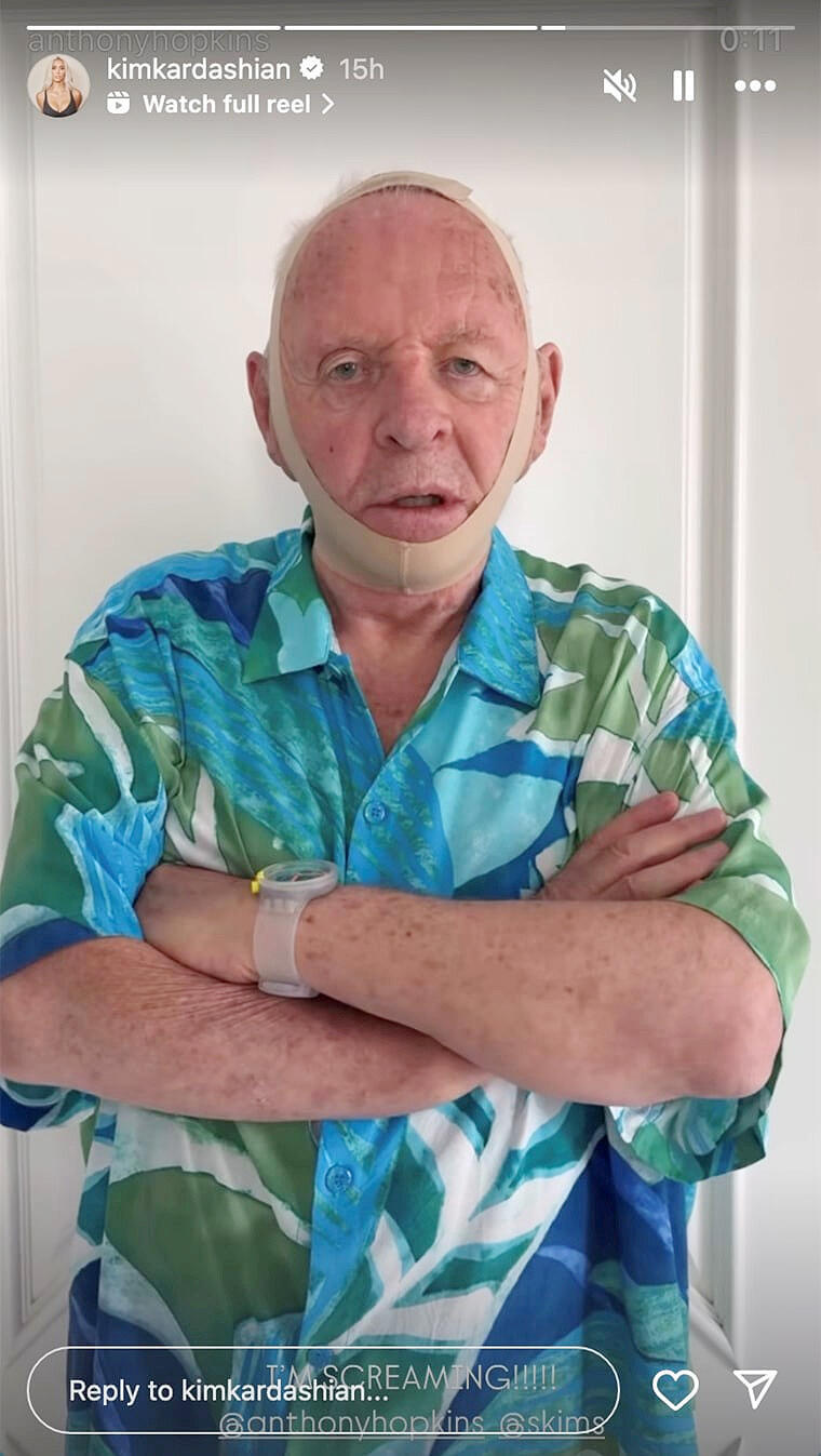 אנתוני הופקינס לועג למוצר החדש SKIMS של קים קרדשיאן באינסטגרם פנאי