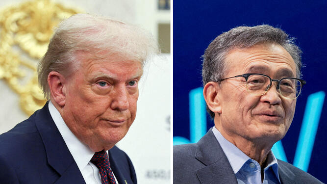 מימין ליפ בו טאן מנכ"ל אינטל ו דונלד טראמפ