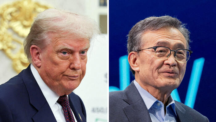 מימין ליפ בו טאן מנכ"ל אינטל ו דונלד טראמפ