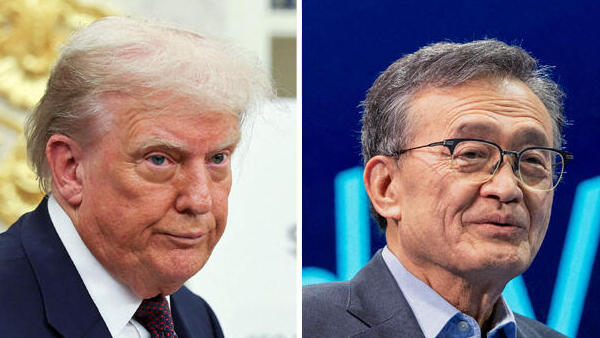 מימין ליפ בו טאן מנכ"ל אינטל ו דונלד טראמפ