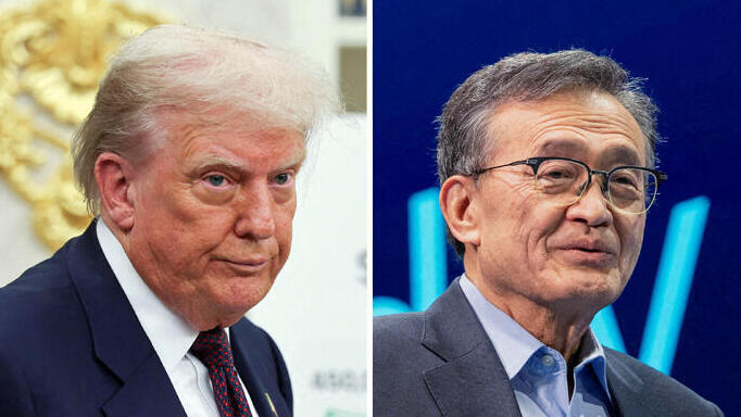 מימין ליפ בו טאן מנכ"ל אינטל ו דונלד טראמפ