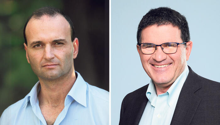 Formula CEO Guy Bernstein (left) and Sapiens CEO Roni Al-Dor. (Photo: Boaz Oppenheim) רוני על‐דור מנכ"ל ונשיא סאפיינס ו גיא ברנשטיין מנכ"ל פורמולה