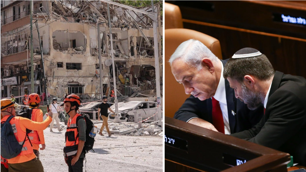 סמוטריץ' נתניהו מלחמהעם איראן בניין שנפגע מטיל כלכלת ישראל המשק הישראלי