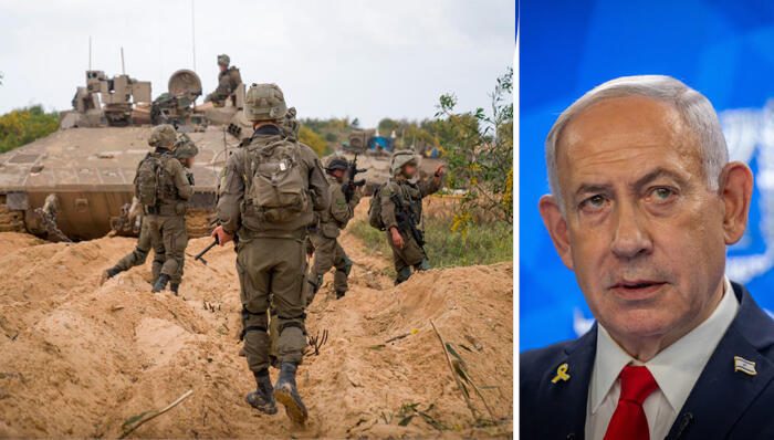 Prime Minister Benjamin Netanyahu and IDF soldiers. 