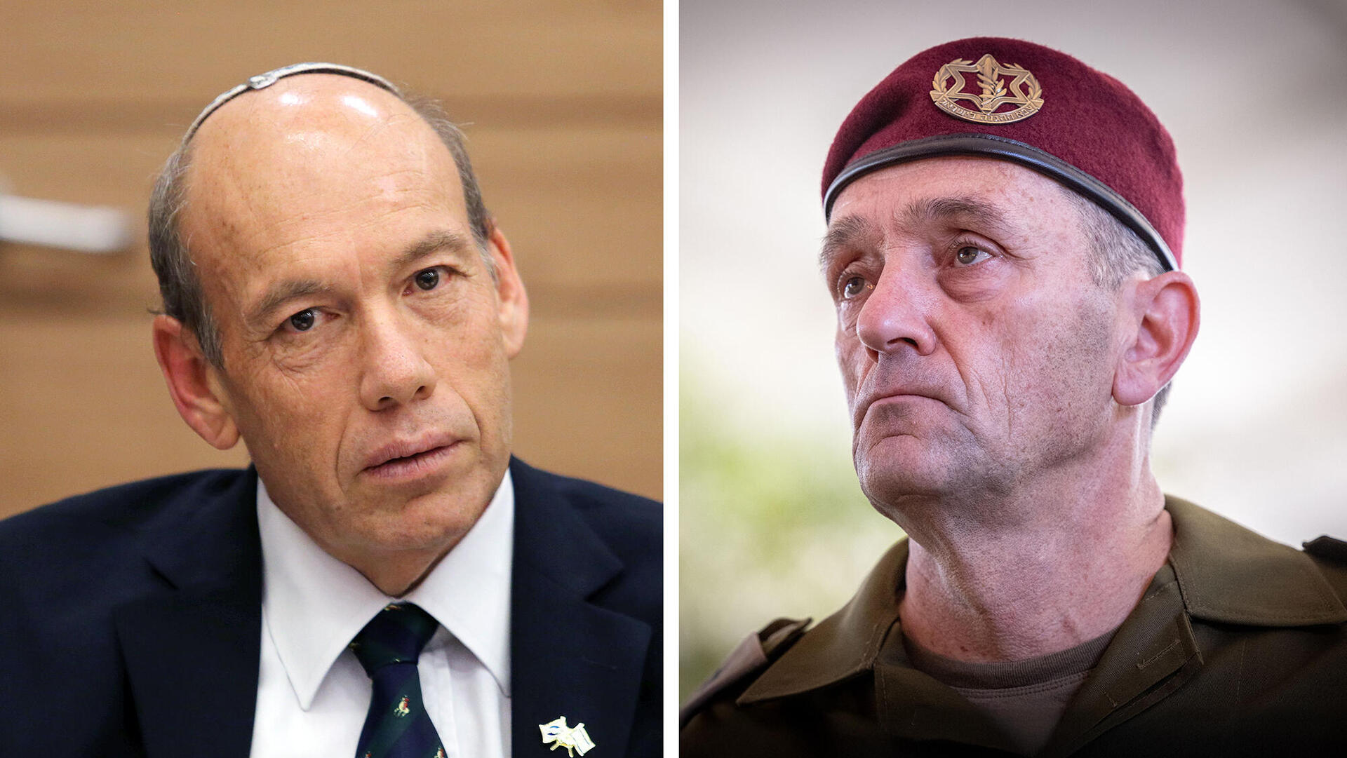 מימין הרמטכ”ל לשעבר הרצי הלוי ומבקר המדינה מתניהו אנגלמן