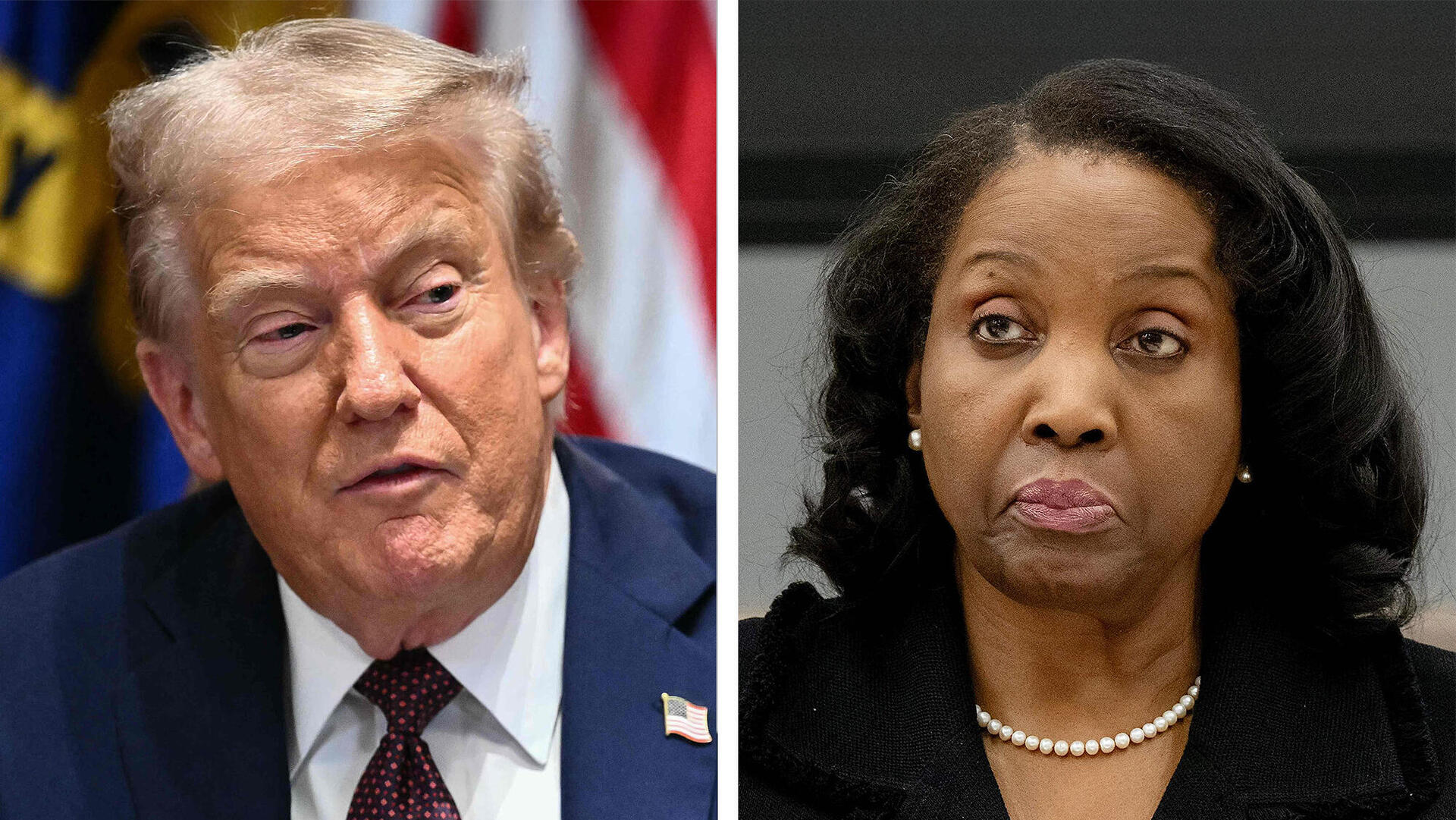 מימין ליסה קוק מושלת הפדרל ריזרב ונשיא ארה"ב דונלד טראמפ