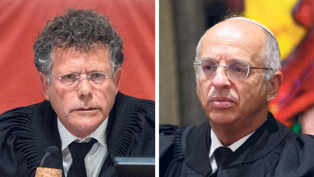 מימין שופטבית המשפט העליון נועם סולברג והנשיא יצחק עמית