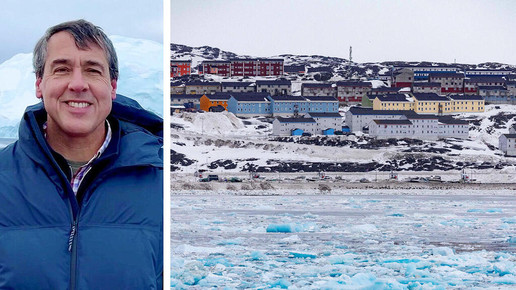 דאנס על רקע העיר נוק, בירת גרינלנד (צילומים: Odd ANDERSEN/AFP, X) תומאס דאנס לשעבר יועץ למשרד האוצר האמריקאי ולנציבות הקוטב הצפוני