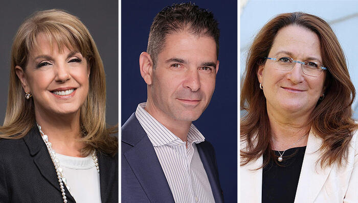 מימין דנה עזריאלי יו"ר קבוצת עזריאלי ליאורה עופר יו"ר מליסרון ו חי גאליס מנכ"ל ביג