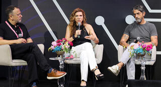 כנס AI - פאנל המרוץ להטמעת AI בארגונים - מימין אליחי וידל מגיל רוזן אורנה קליינמן ו רן אילני