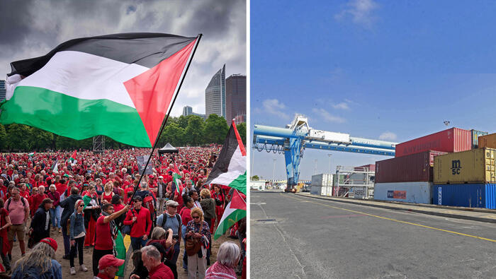 נמל אשדוד הפגנה פרו פלסטינית ב האג בשבוע שעבר