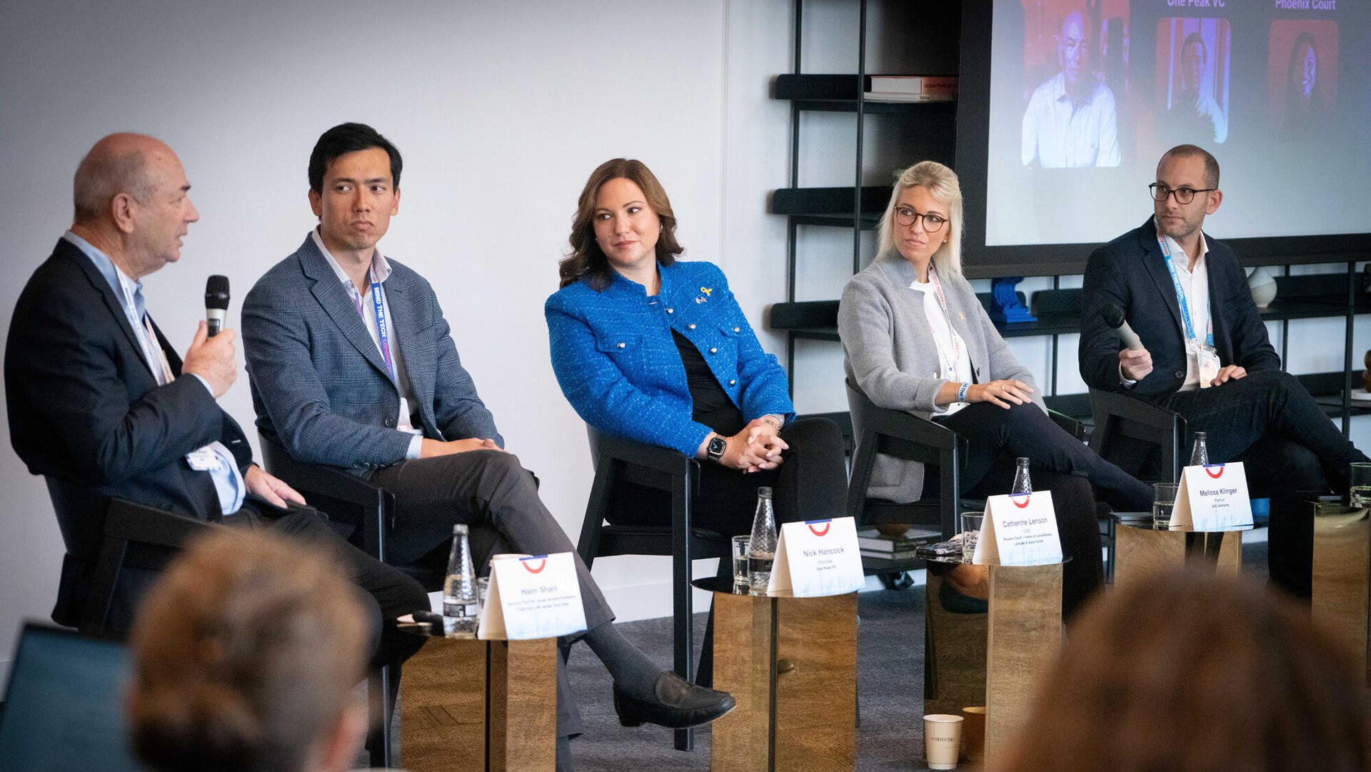 ועידת לונדון - שולחן עגול  UK-Israel Tech Hub חיים שני מימין רועי פורמן מליסה קלינגר קתרין לנסון, ניק הנקוק ו חיים שני