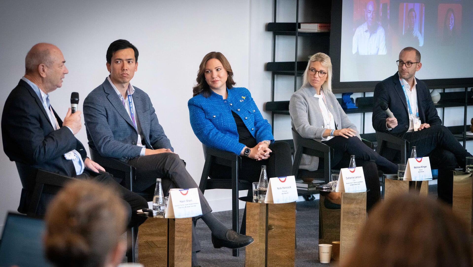 ועידת לונדון - שולחן עגול  UK-Israel Tech Hub חיים שני מימין רועי פורמן מליסה קלינגר קתרין לנסון, ניק הנקוק ו חיים שני