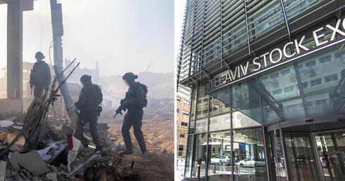 Tel Aviv Stock Exchange (right) and IDF activity in Gaza. 