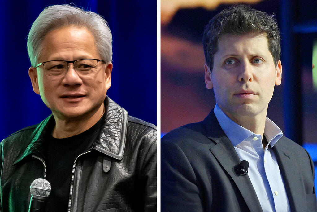 מימין מנכ"ל OpenAI סם אלטמן ומנכ"ל אנבידיה ג'נסן הואנג