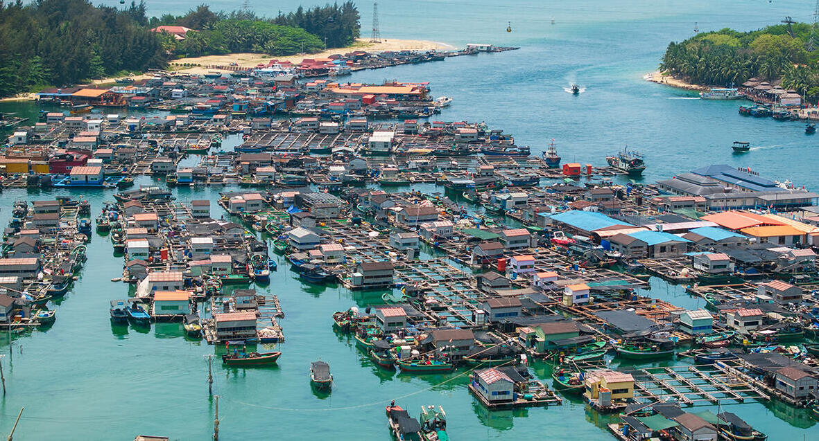 פוטו כפרים על המים fishing village סין   