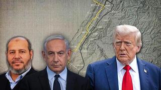 נשיא ארה"ב דונלד טראמפ, רה"מ בנימין נתניהו ומנהיג חמאס חליל אל חיה