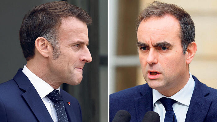 ראש הממשלה המתפטר סבסטיאן לקורנו ונשיא צרפת עמנואל מקרון