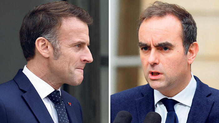 ראש הממשלה המתפטר סבסטיאן לקורנו ונשיא צרפת עמנואל מקרון