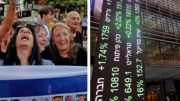 עליות שערים בבורסה לניירות ערךלצד חגיגות בכיכר החטופים - מיין רחב
