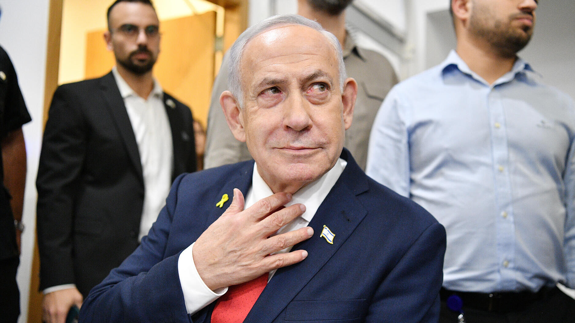 בנימין נתניהו בית משפט מחוזי תל אביב עם חברי ממשלתו 15.10.25