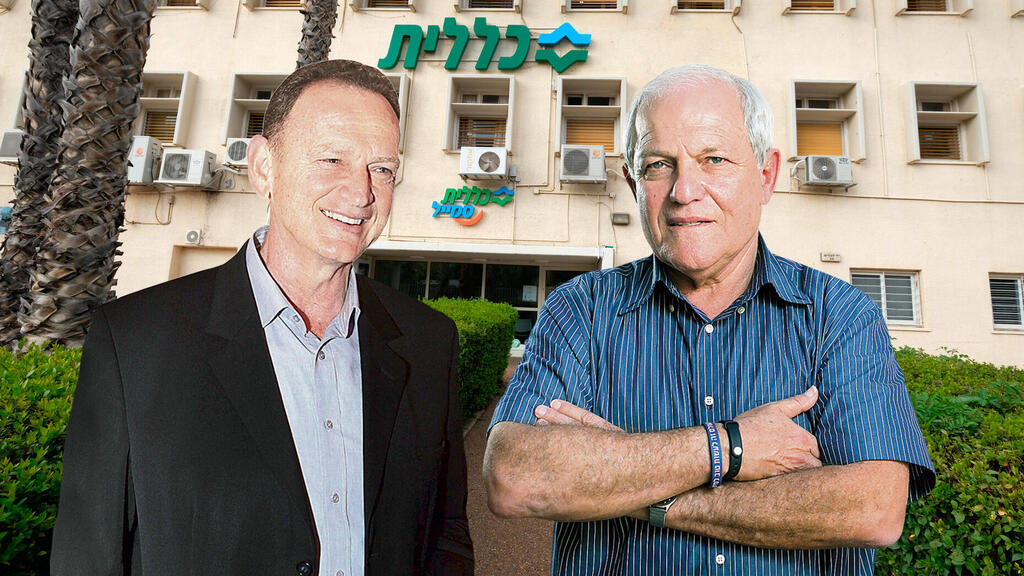 מימין מ"מ שר הבריאות חיים כץ יו"ר דירקטוריון קופת חולים כללית יוחנן לוקר על רקע